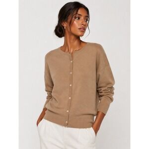 Sutton Studio 100% Cashmere Cardigan Sweater Tan Camel Button Front 1X